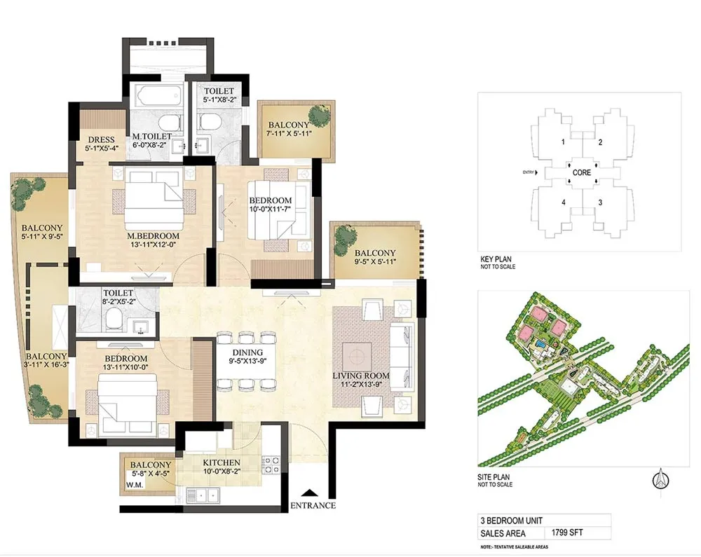 3 BHK floor plan